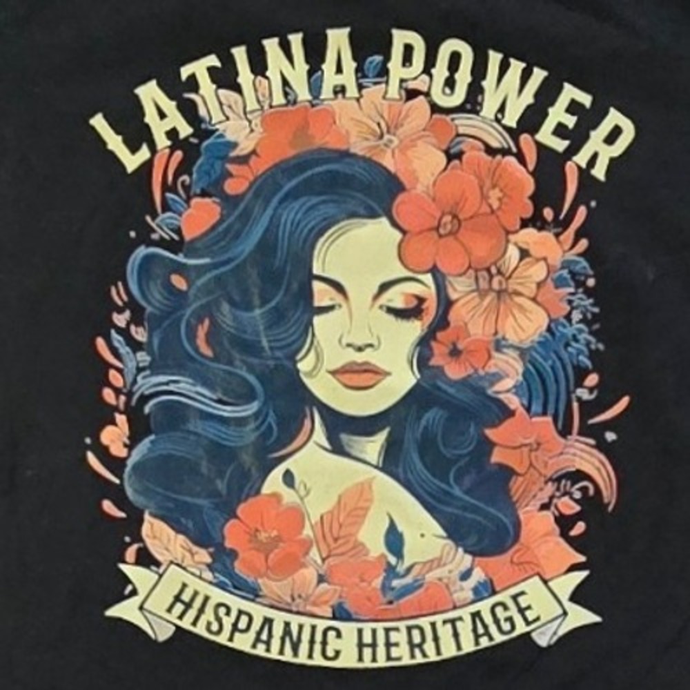 Latina Power Hispanic Heritage Graphic T Shirt Women's Black Short Sleeve L‎ MEZ